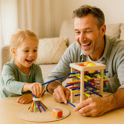 Edukacyjna drewniana gra zręcznościowa 3w1