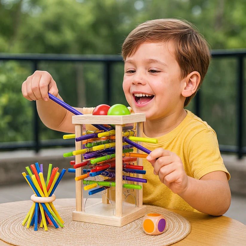 Edukacyjna drewniana gra zręcznościowa 3w1