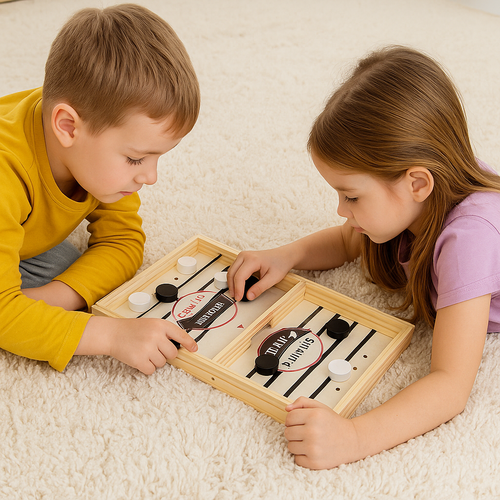 Træbordhockey – hurtigt færdighedsspil for hele familien