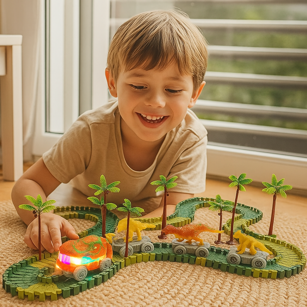 Elastyczny tor wyścigowy z dinozaurami | Kreatywna zabawa 1,5 kg 2