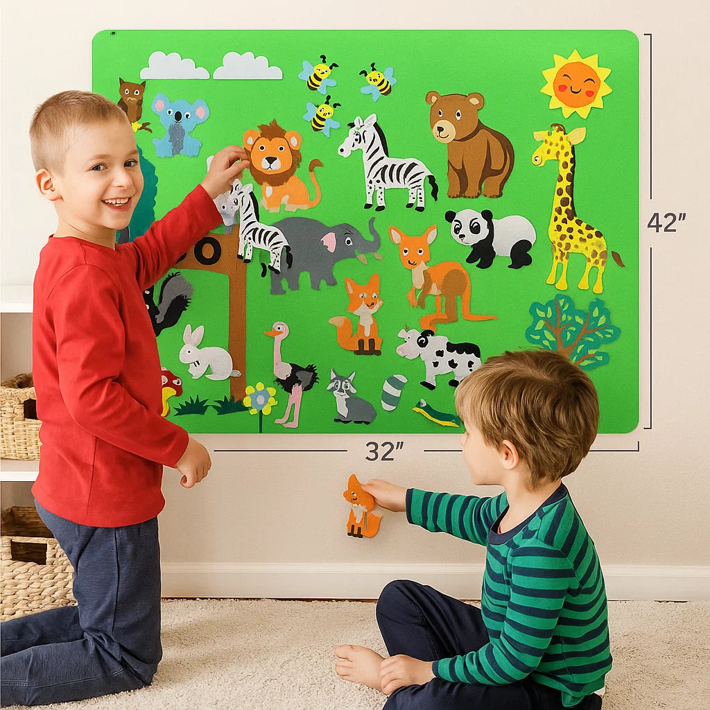 Filcowa plansza dla dzieci | Edukacyjny zestaw do nauki zwierząt 0,5 kg 0