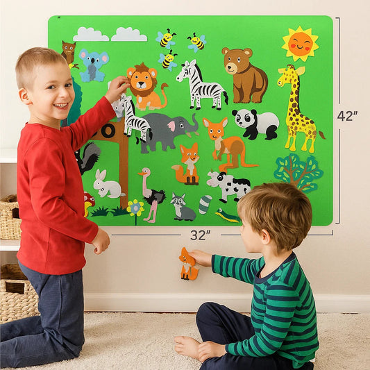 Filcowa plansza dla dzieci | Edukacyjny zestaw do nauki zwierząt 0,5 kg 0