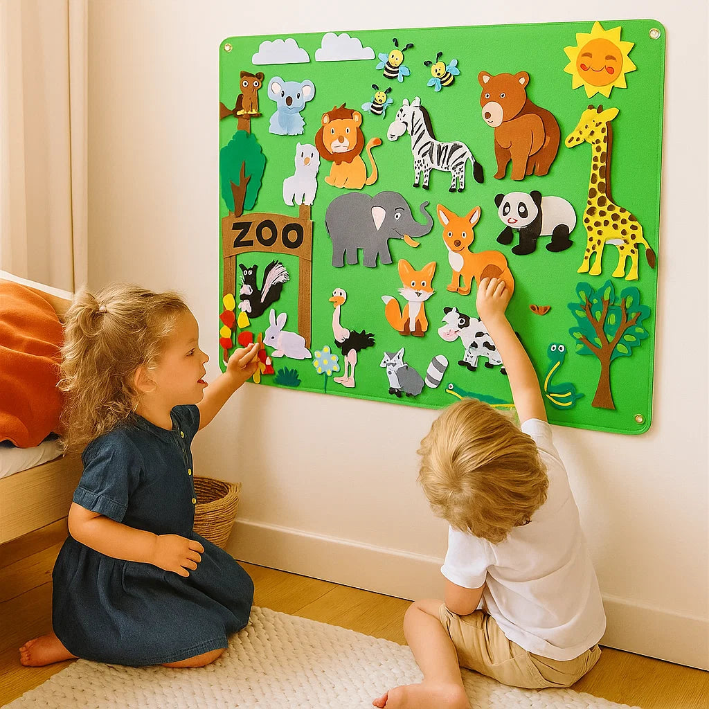 Filcowa plansza dla dzieci | Edukacyjny zestaw do nauki zwierząt 0,5 kg 1