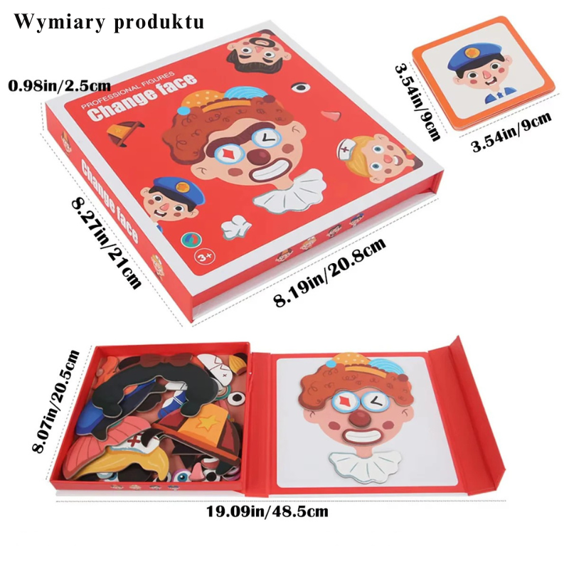 Magnetyczna układanka „Zmienne buzie” | Uczy emocji 0,5 kg 2