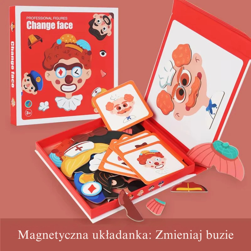 Magnetyczna układanka „Zmienne buzie” | Uczy emocji 0,5 kg 3