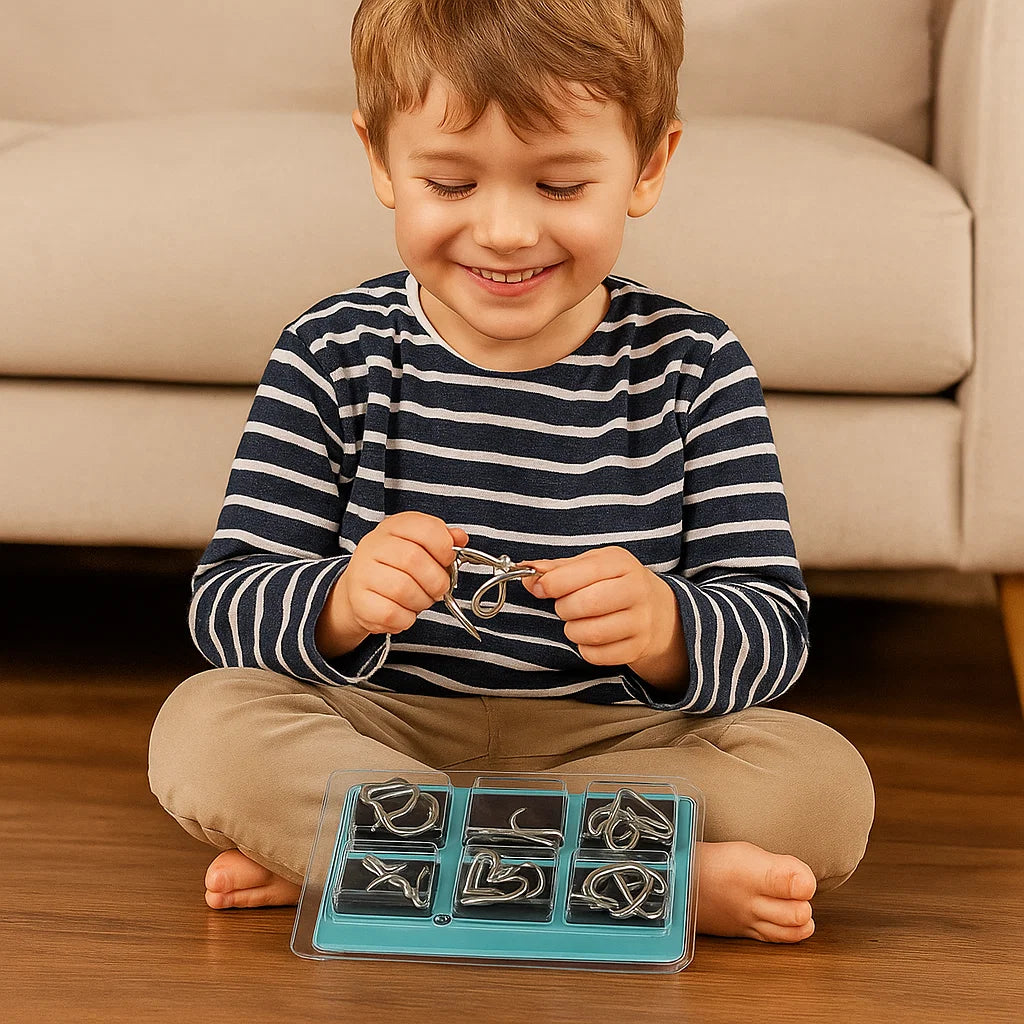 Metalowe Puzzle Pierścieniowe | Rozwija Umiejętności Poznawcze 0.5kg - Gra Logiczna dla Dzieci i Dorosłych 0