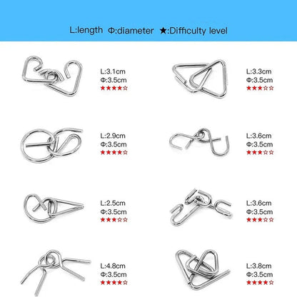 Metalowe Puzzle Pierścieniowe | Rozwija Umiejętności Poznawcze 0.5kg - Gra Logiczna dla Dzieci i Dorosłych 4