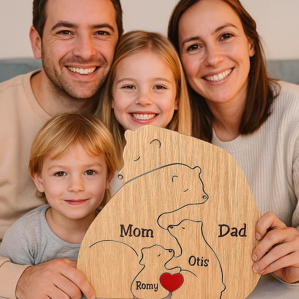 Rodzina misiów | Ręcznie wykonana z naturalnego drewna 0.5kg 1