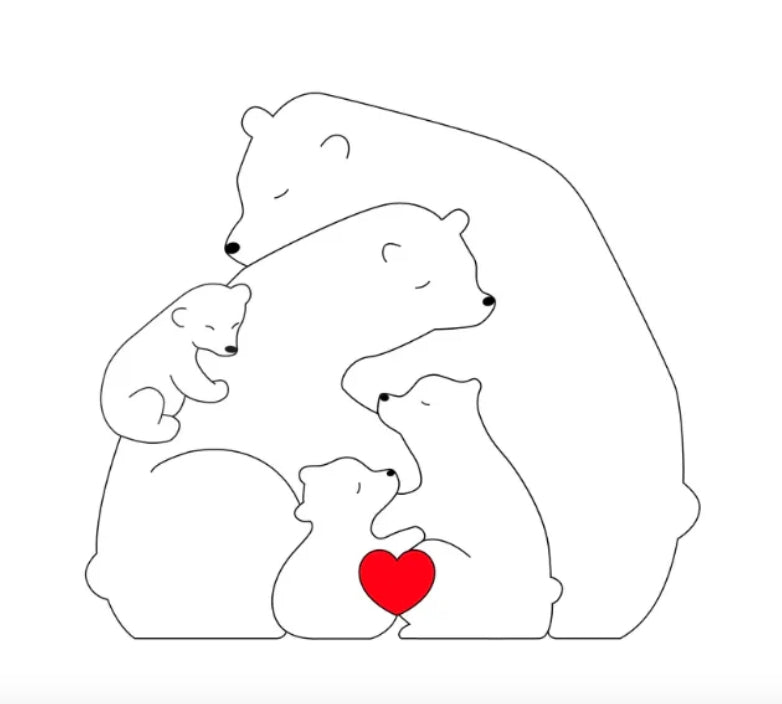 Rodzina misiów | Ręcznie wykonana z naturalnego drewna 0.5kg 11