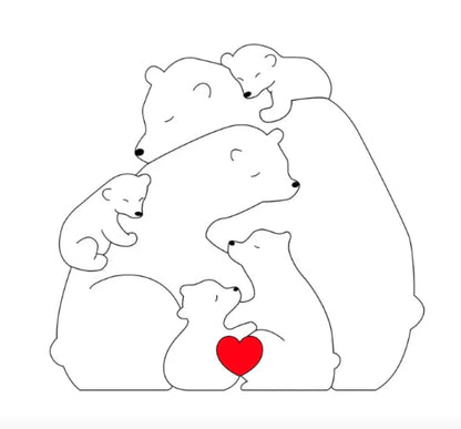 Rodzina misiów | Ręcznie wykonana z naturalnego drewna 0.5kg 12