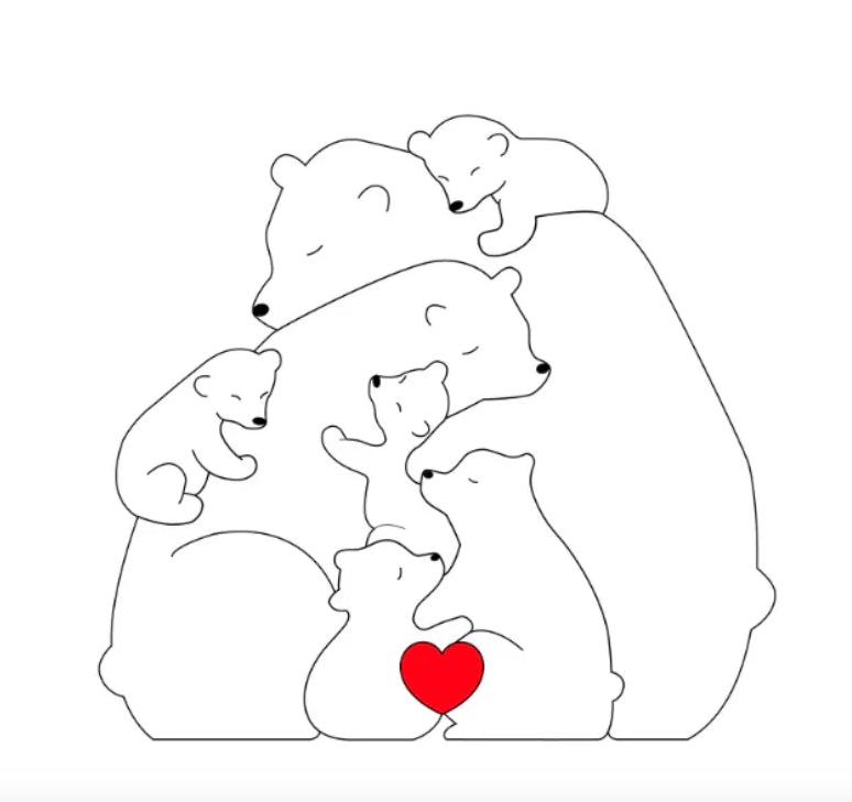 Rodzina misiów | Ręcznie wykonana z naturalnego drewna 0.5kg 15