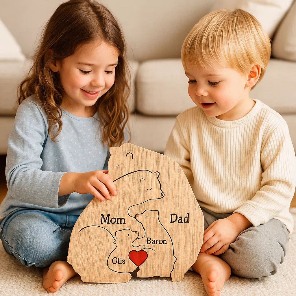 Rodzina misiów | Ręcznie wykonana z naturalnego drewna 0.5kg 2