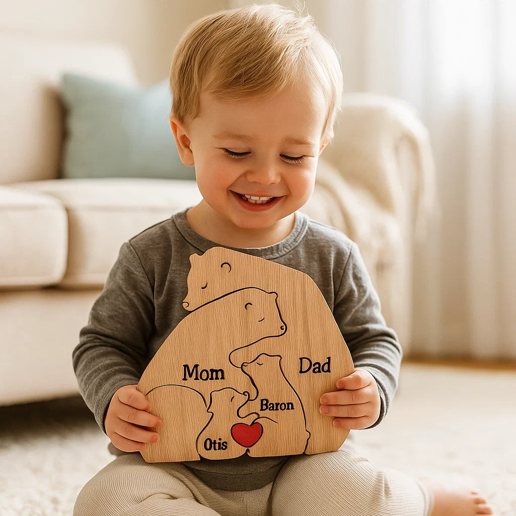 Rodzina misiów | Ręcznie wykonana z naturalnego drewna 0.5kg 3