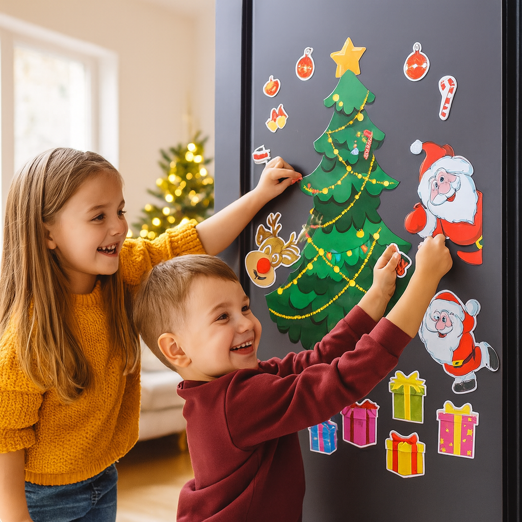 Świąteczny zestaw magnetycznych naklejek Montessori | rozwija wyobraźnię 0,5 kg 1