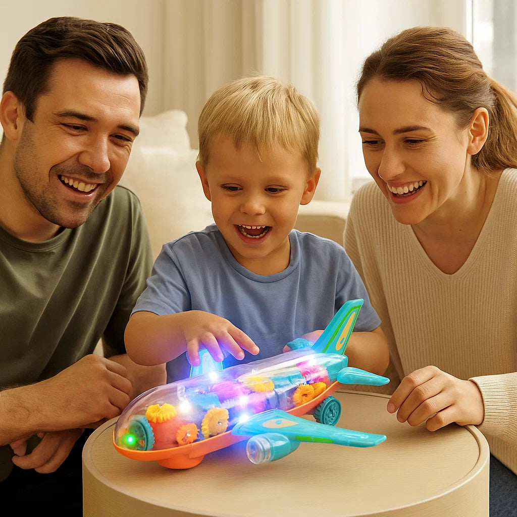 Świecący samolot z przekładniami | Edukacyjna zabawa 0,5 kg 0