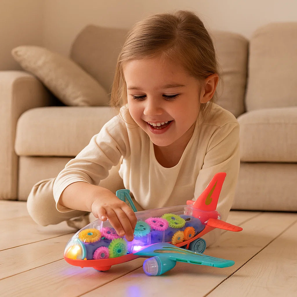 Świecący samolot z przekładniami | Edukacyjna zabawa 0,5 kg 2