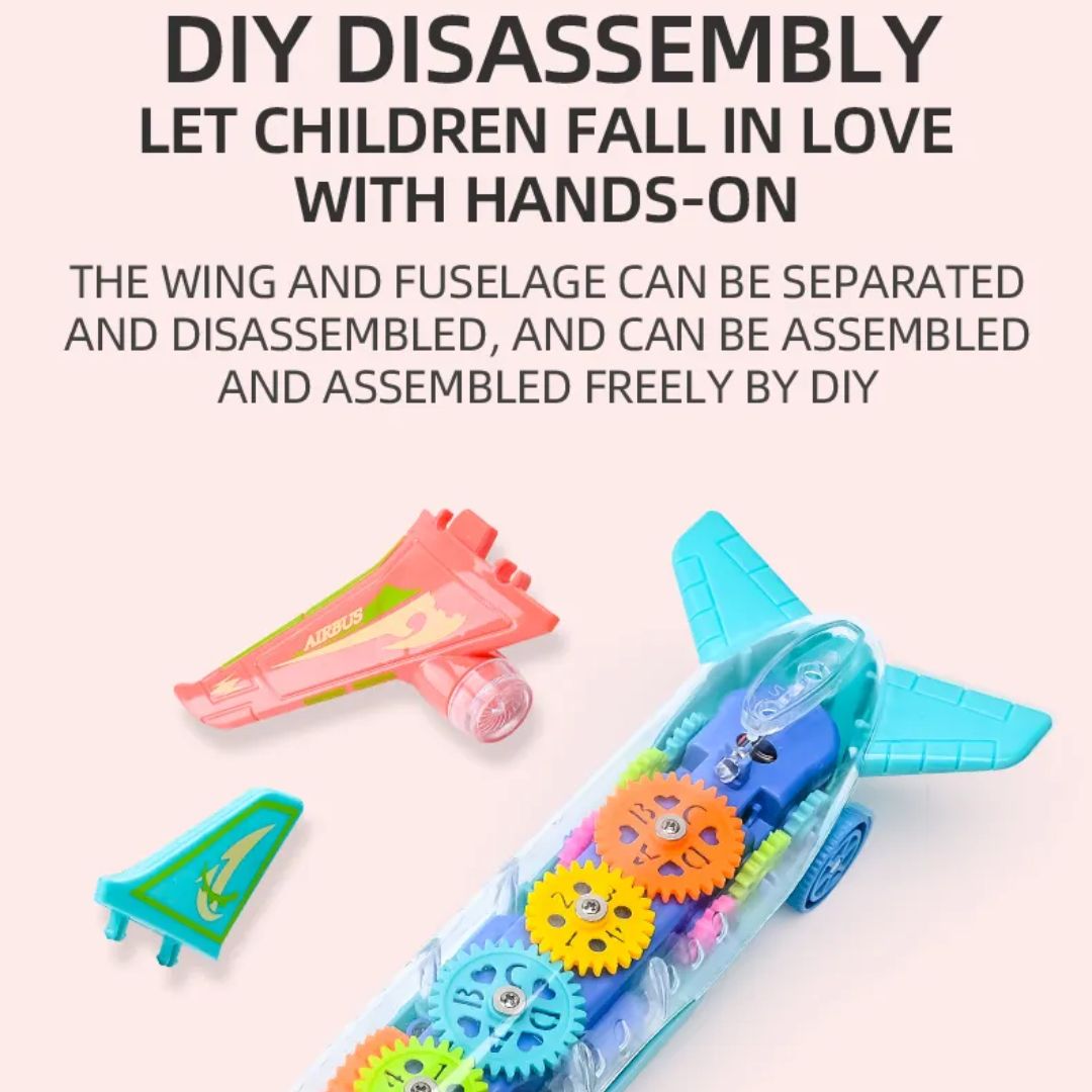 Świecący samolot z przekładniami | Edukacyjna zabawa 0,5 kg 3