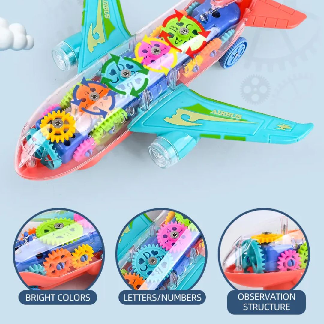 Świecący samolot z przekładniami | Edukacyjna zabawa 0,5 kg 4