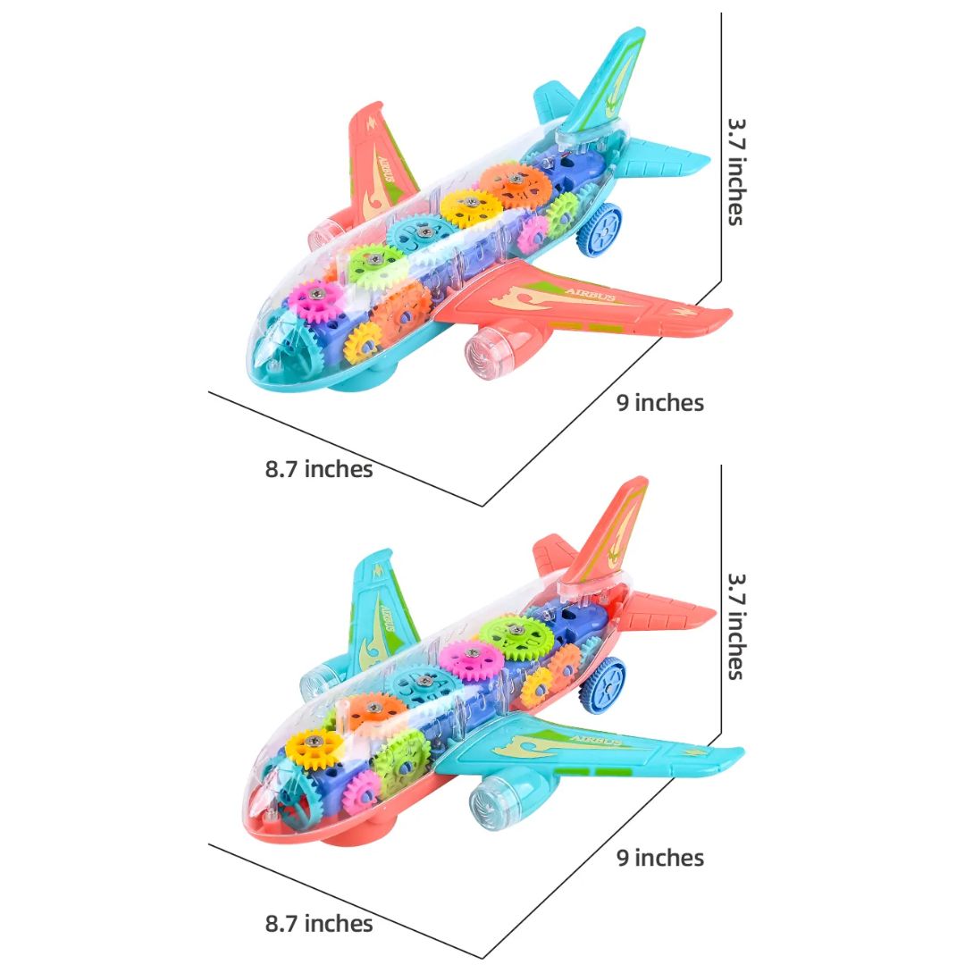 Świecący samolot z przekładniami | Edukacyjna zabawa 0,5 kg 6