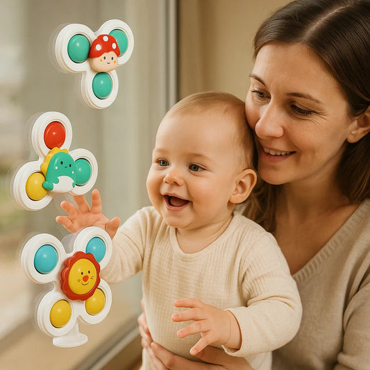 Zestaw 3 obrotowych zabawek z przyssawką | Rozwój motoryki 0,5 kg 0