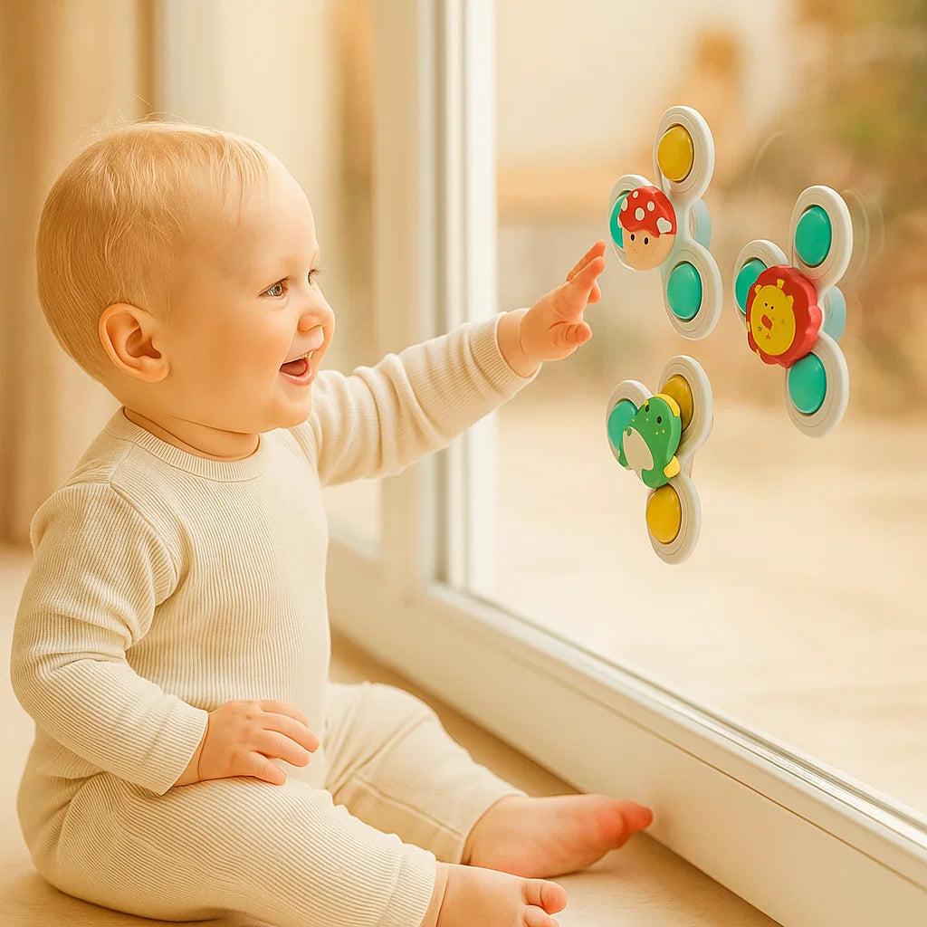 Zestaw 3 obrotowych zabawek z przyssawką | Rozwój motoryki 0,5 kg 1