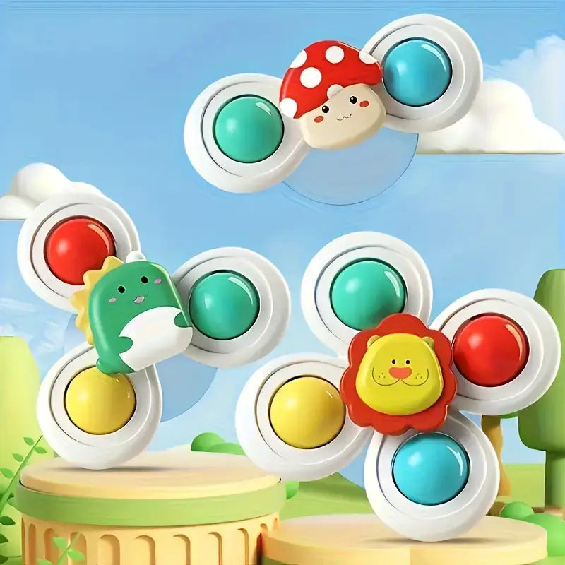 Zestaw 3 obrotowych zabawek z przyssawką | Rozwój motoryki 0,5 kg 3