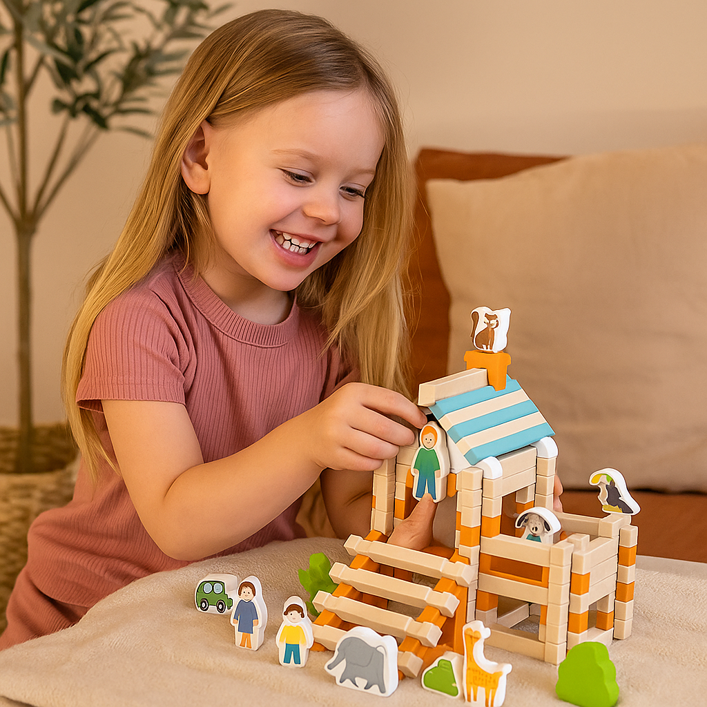 Zestaw klocków drewnianych Montessori | Ekologiczne materiały 1 kg 1