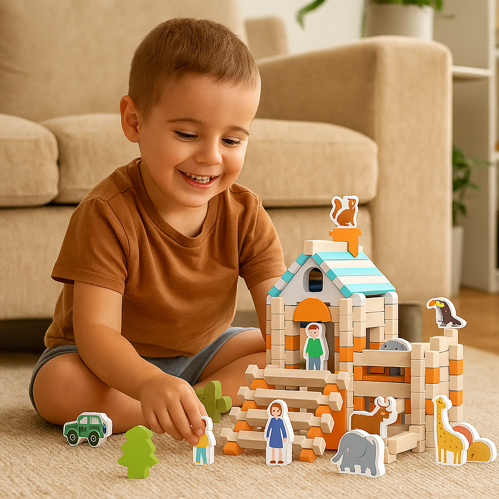 Zestaw klocków drewnianych Montessori | Ekologiczne materiały 1 kg 2